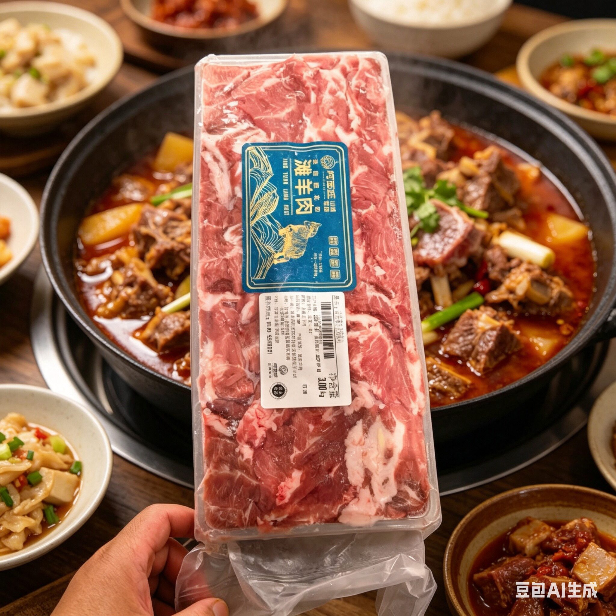 靖远羊羔肉上脑砖6斤甘肃特产清真火锅涮肉食材散养跑羊肉新鲜