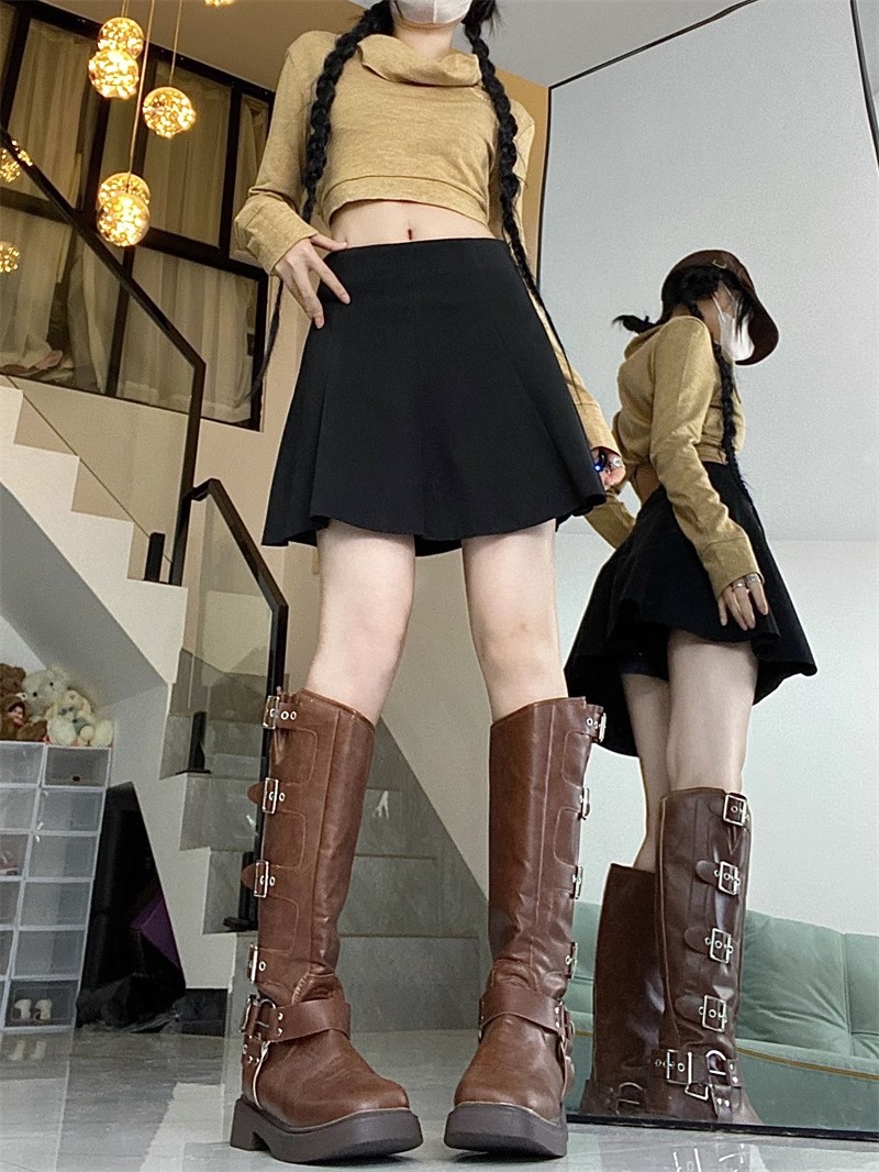黑色毛呢短裙2026年新款秋季裙百褶半身裙女a字伞裙梨形身材裙子