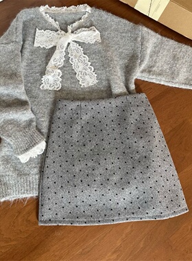 微胖mm灰色毛呢波点包臀半身裙女2026年辣妹高腰显瘦a字包臀短裙