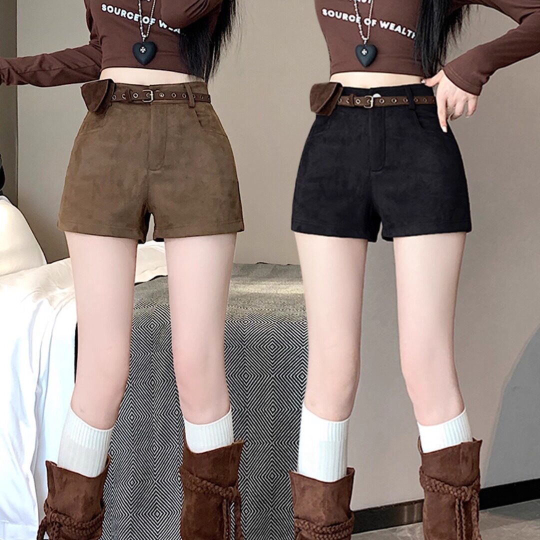 微胖mm鹿皮绒短裤女秋冬高腰a字阔腿包臀裤辣妹显瘦外穿休闲靴裤,女装/女士精品,休闲裤,淘宝优惠券,粉丝福利购,淘宝优惠卷