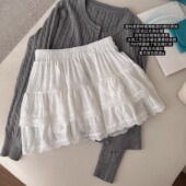 2026年春季 设计感芭蕾小白裙少女感蕾丝蛋糕裙收腰甜辣妹A字短裙