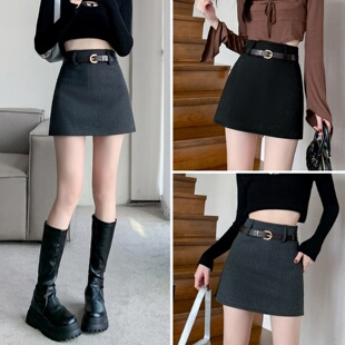 短裙半身裙2026新款女秋冬款高腰气质时尚灰色百搭a字一步包臀裙
