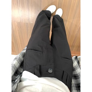 高腰黑色西装裤子女小个子胖mm显瘦阔腿西裤梨型身材垂感直筒长裤
