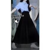 伞裙 春秋显瘦垂感大学生面试正装 黑色毛呢半身裙女中长款 2026新款