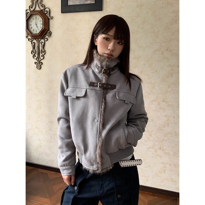 美式座山雕保暖外套冬季新款麂皮