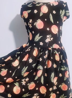 桃之夭夭 其叶蓁蓁出口女童连衣裙纯棉汗布 圆领凉爽宝宝夏季裙子