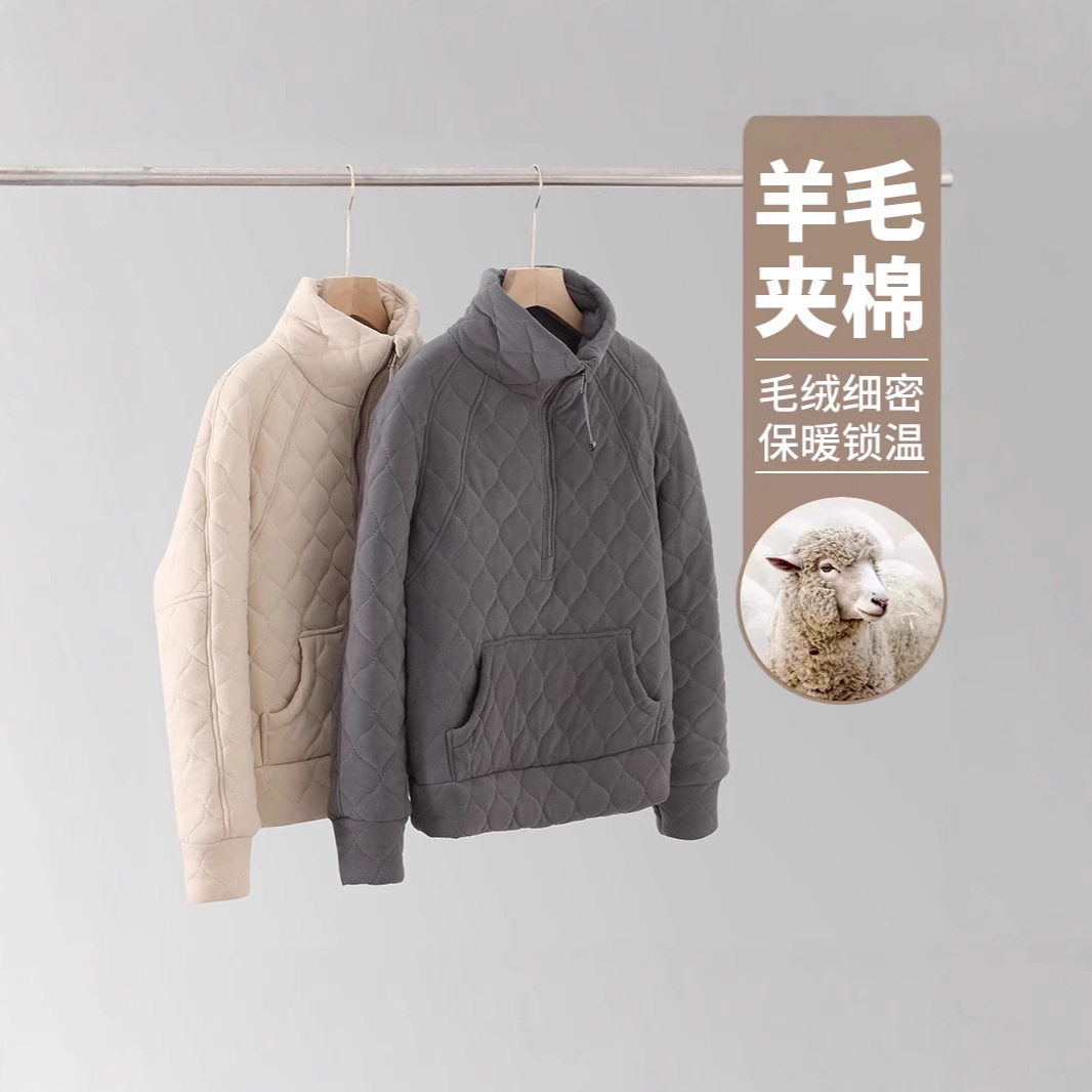 LULU棉服外套女加厚立领高级卫衣/绒衫