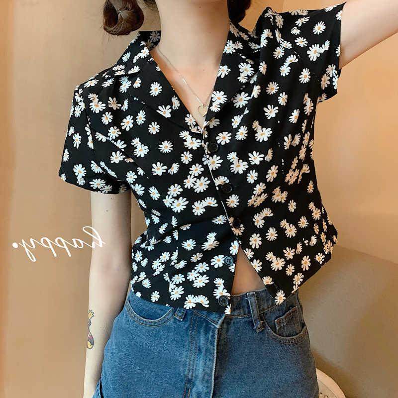 夏季新款瘦小修身顯女裝雛菊印花短款西裝領短袖襯衫上衣複古冬在類目 女裝/女士精品, 襯衫中 - 來自Buy2taobao.com提供專業的淘寶代購服務