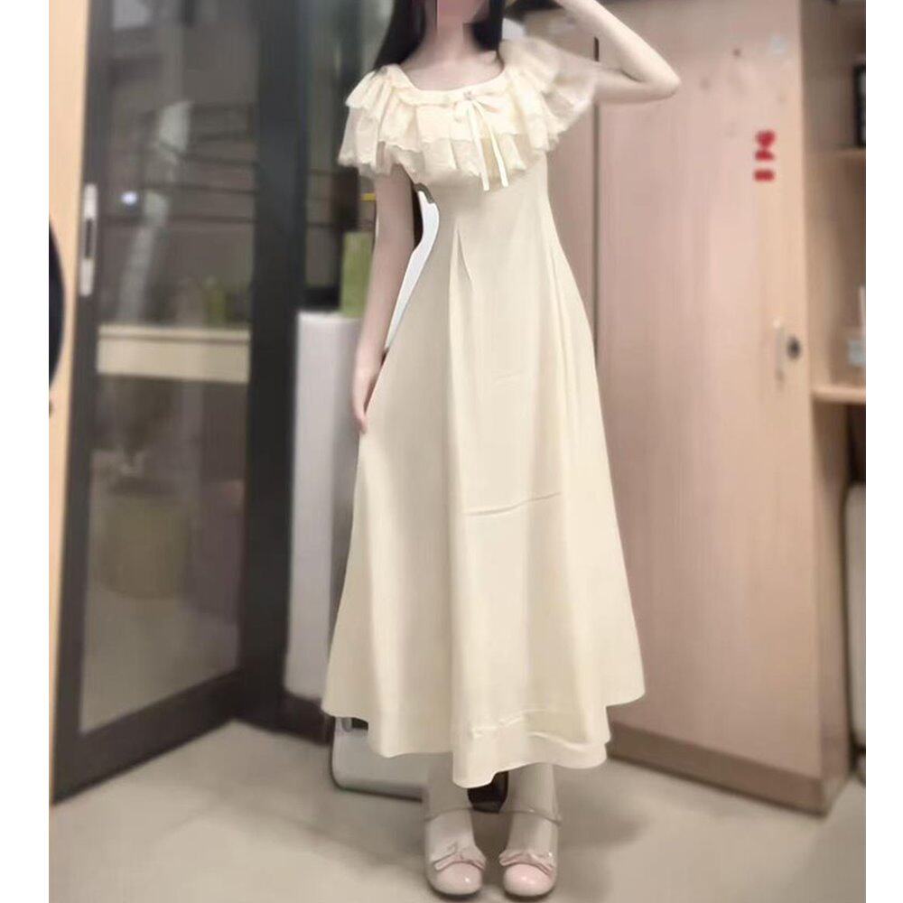 法式温柔风斗篷蕾丝洋装