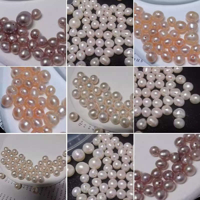 天然淡水淡水珍珠散珠2-9mm近圆珍珠项链小珍珠散珠diy 半成品