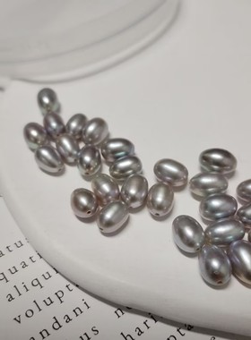 大孔天然淡水珍珠灰色米珠散珠diy手工配件材料4mm5mm6mm7mm9mm