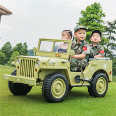 Электромобиль детский 战地吉普越野儿童电动车四轮驱动遥控汽车可坐2人玩具车双座童车 Hlx