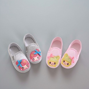 春秋室内拖鞋家居鞋地板棉布女童儿童厚底防滑布鞋单鞋舒适宝宝鞋