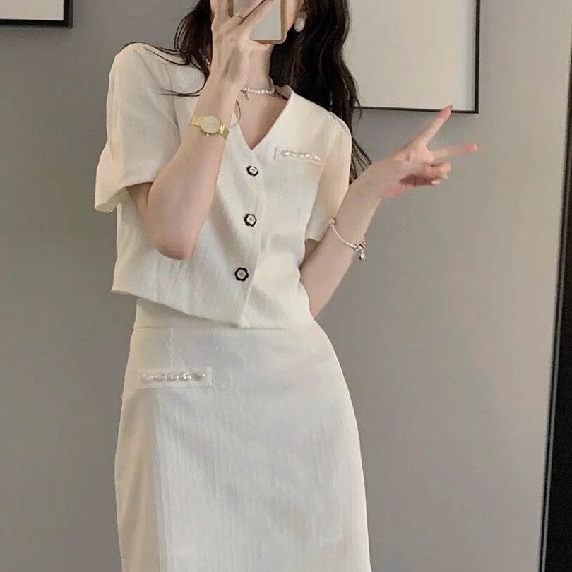 夏季小香风盐系炸街减龄港风复古chic时尚套装半身裙子两件套装女