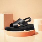 广州村哥迪郎夏罗马厚底牛皮镂空透气增高青年潮男皮凉鞋 沙滩鞋