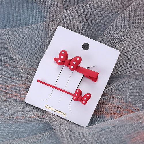 韩版波点爆款时尚清新烤漆发夹一字夹鸭嘴夹蝴蝶结刘海夹套装厂价