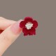韩国秋冬新款 红黑植绒五瓣花小抓夹少女刘海发夹水钻碎发夹子头饰