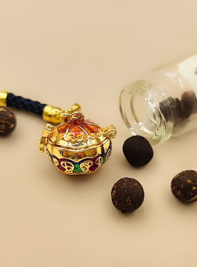 古法镀金饰品南瓜可打开嘎乌吊坠中国风diy手工编织摆件挂饰项链