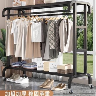晾衣架落地室内房间挂衣架子家用卧室衣服收纳 24简易衣帽架双杆式
