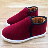 中年套脚平底圆头保暖鞋 老北京手工棉鞋 加绒加厚居家舒适女士男士