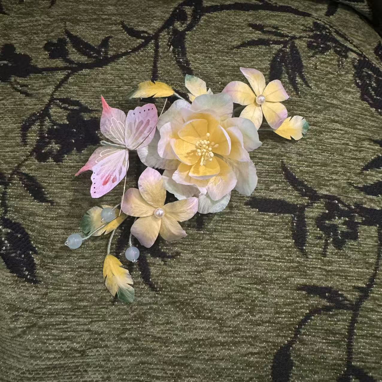 大麦吖古风发饰汉服绒花发簪 手工制作默认商品微瑕 商品均有色差