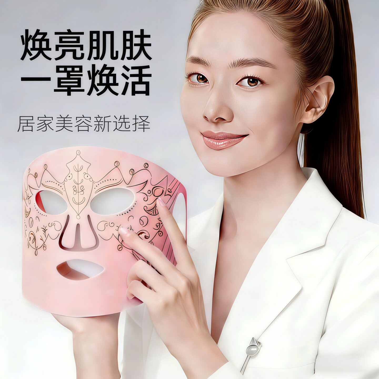 LED美容仪彩光美颜硅胶面罩脸部淡化斑纹红光美白嫩肤仪祛痘家用