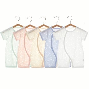 宝宝连体衣夏季 薄6月新生儿衣服婴儿哈衣初生儿爬服夏天睡衣 短袖