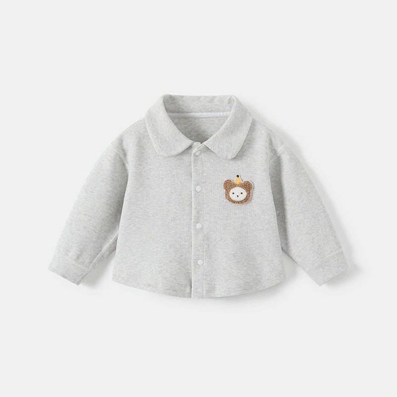 婴儿长袖T恤春秋季新生儿衣服初生宝宝纯棉上衣秋冬翻领打底衬衫