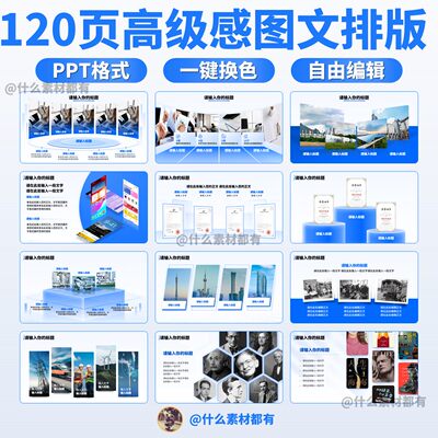 C245 高级动态图文排版PPT模板静态动态多图片结合图文版式汇报