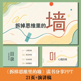 《拆掉思维的墙》读书分享PPT读书分享会阅读分享汇报PPT