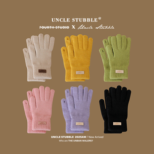 韩系糖果色针织手套秋冬季学生防寒保暖可触屏毛线分指骑行手套女