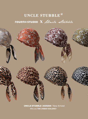 千禧辣妹风豹纹方巾美式复古腰果花包头头巾街头嘻哈丝巾披肩配饰