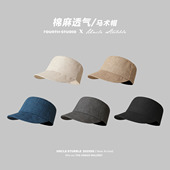 日系复古棉麻马术帽男女英伦风骑士帽春夏薄款 透气鸭舌帽街头潮人
