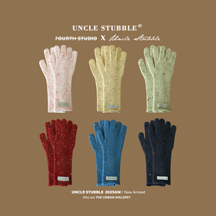 ins韩系彩点针织手套女秋冬长款五指学生骑行防风保暖露指可触屏