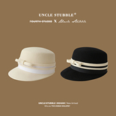 法式 复古小香风礼帽秋冬优雅气质羊毛渔夫帽黑色赫本风马术帽女生