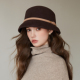 赫本风气质羊毛盆帽女生富家千金贵气毛毡帽咖啡色优雅灯罩渔夫帽