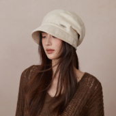 乳白色小众堆堆帽秋冬日系文艺包头冷帽大版 型显脸小渔夫帽盆帽女