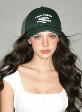 墨绿色潮牌鸭舌帽原创设计刺绣帽子韩系街头学生显脸小软顶棒球帽