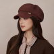显脸小八角帽男女韩版 简约百搭复古报童帽麂皮画家帽子学生情侣潮