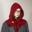 红色巴拉克拉法帽个性 女生帽子潮 时髦加厚保暖护颈一体小红帽冬季