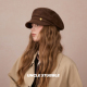 韩系复古棕色报童帽女秋冬麂皮绒百搭画家帽高级感气质百搭贝雷帽