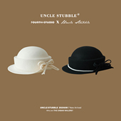 全羊毛蝴蝶结小礼帽女生秋冬高级感气质千金帽黑色赫本风毛毡帽子