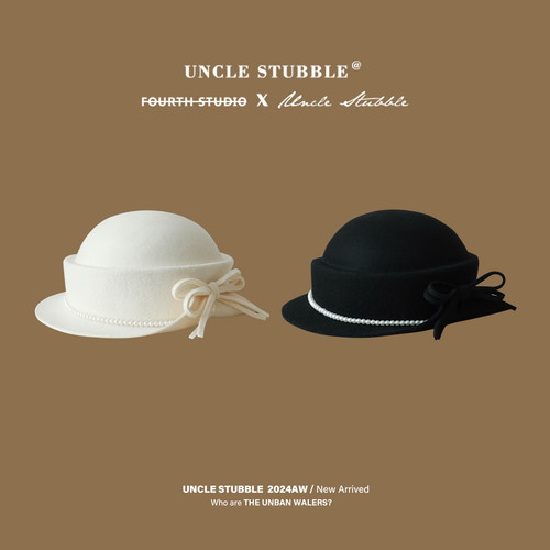 胡茬叔叔女生秋冬法式复古礼帽