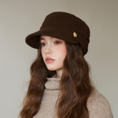厚款 毛呢咖啡色马术帽女士时髦千金风骑士帽秋冬英伦复古报童帽子