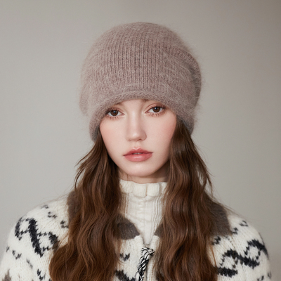 冬季兔毛堆堆帽加厚保暖防风