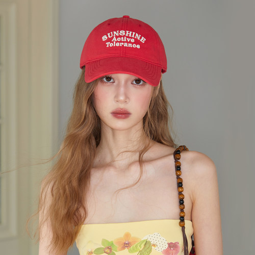 大红软顶防晒棒球帽女款