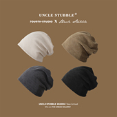 宽松显脸小堆堆帽秋冬灯芯绒日系复古套头帽纯色百搭慵懒风月子帽