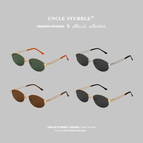 复古时髦半框金属墨镜男女