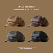 时尚 英伦风八角帽四季 时髦pu皮质报童帽女生韩系复古文艺画家帽子