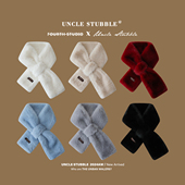 学生可爱毛绒绒围脖秋冬保暖纯色仿兔毛围巾韩版 百搭交叉式 毛领女